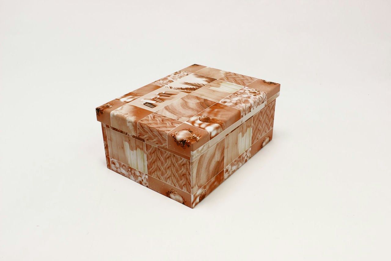 Коробка прямоугольная "Коллаж в персиковом тоне" 26,5*19,4*11,5 см (Арт) 721902/1799-9