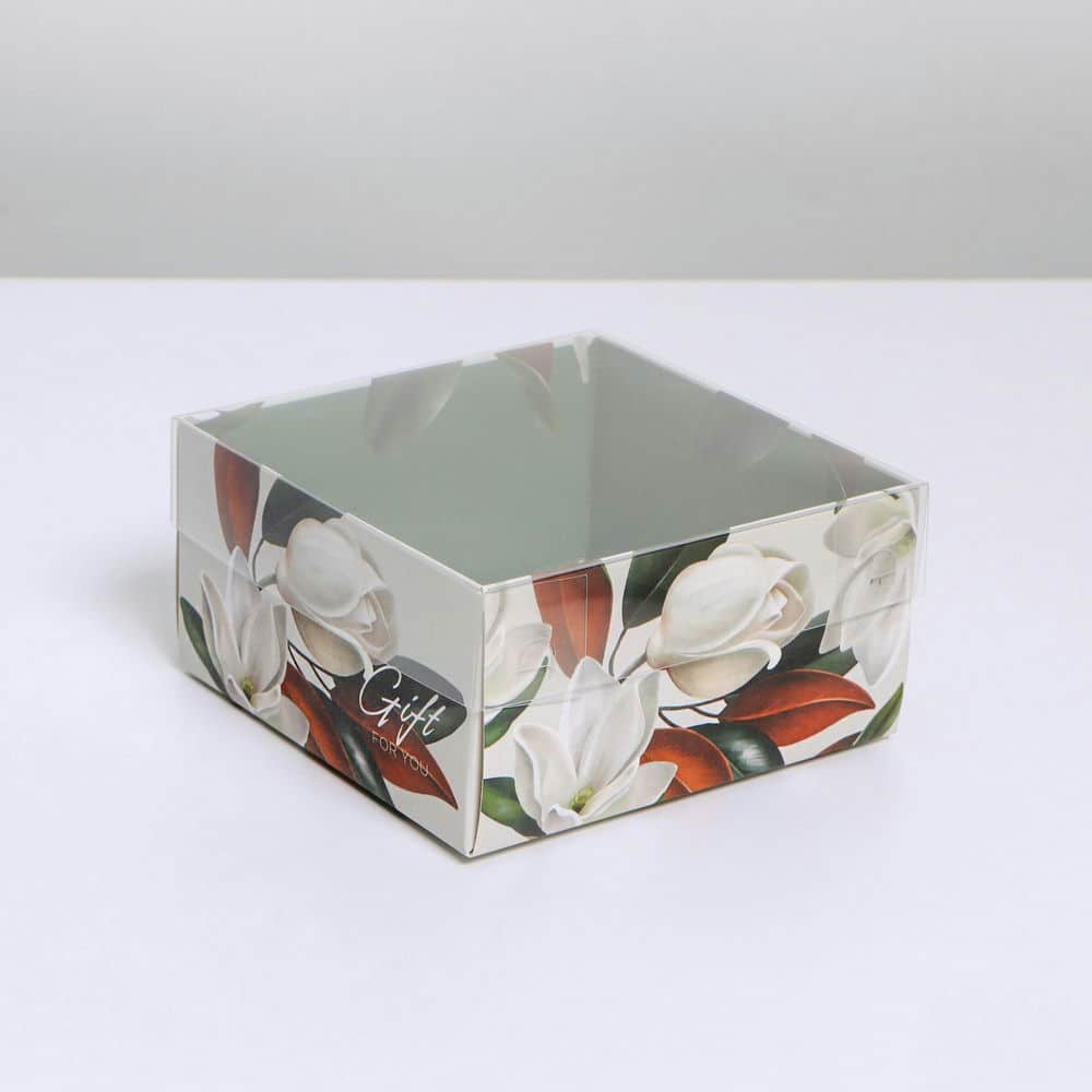 Коробка для кондитерских изделий с PVC крышкой «Цветы», 12 х 6 х 11,5 см (Арт) 7333913