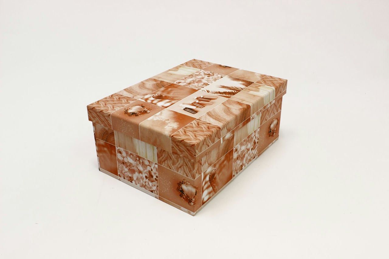 Коробка прямоугольная "Коллаж в персиковом тоне" 28,5*21,1*12,4 см (Арт) 721902/1799-8