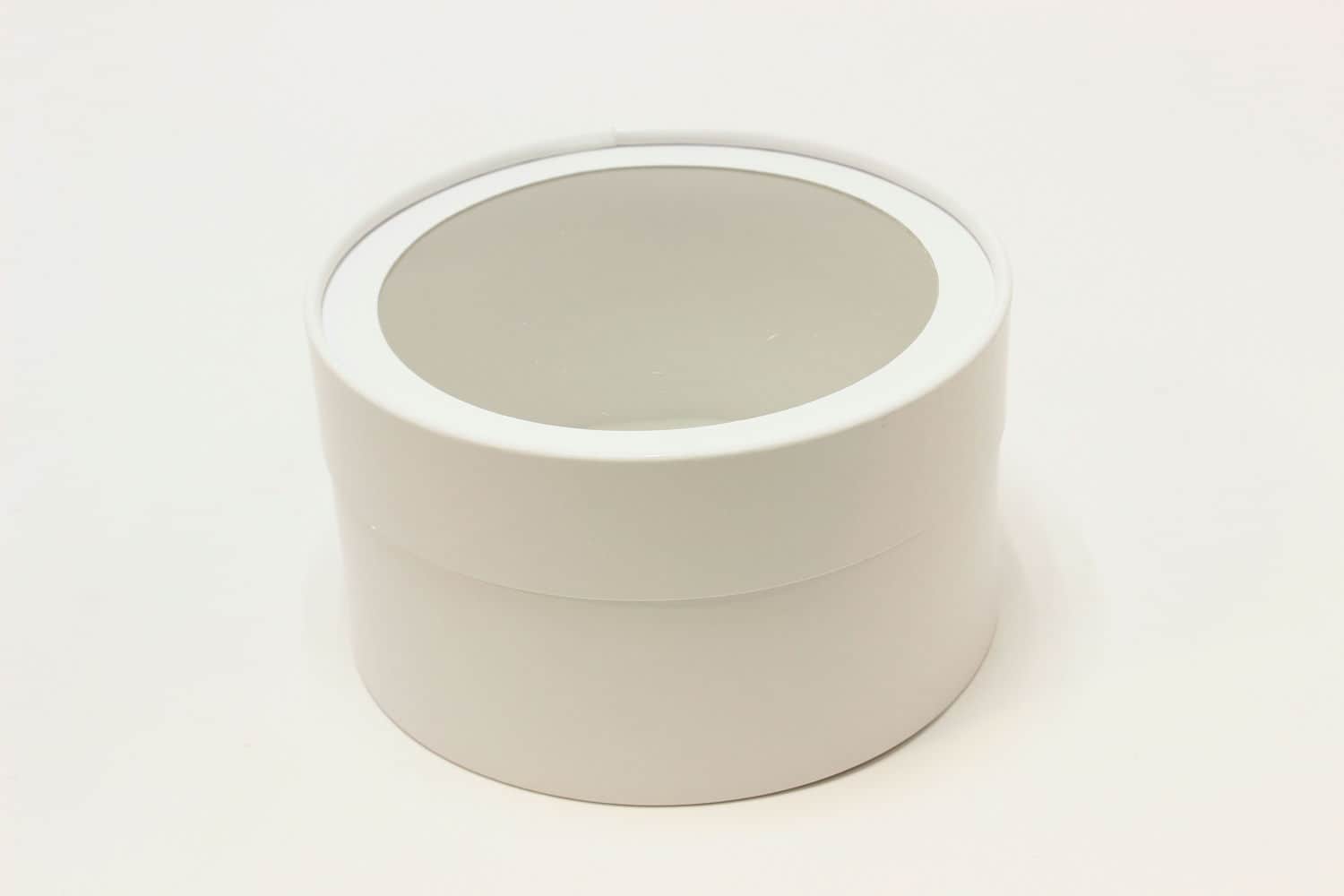 Подарочная коробка круглая с прозрачным окном D16*H9 Белый №1