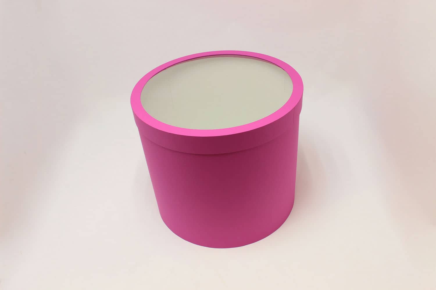 Подарочная шляпная коробка с прозрачным окном D45*H40 Фуксия №4