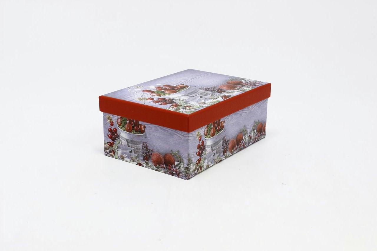 Коробка НГ прямоугольная 23*16,5*9,5 см "Новогодний натюрморт" (Арт) 730605/1666-8