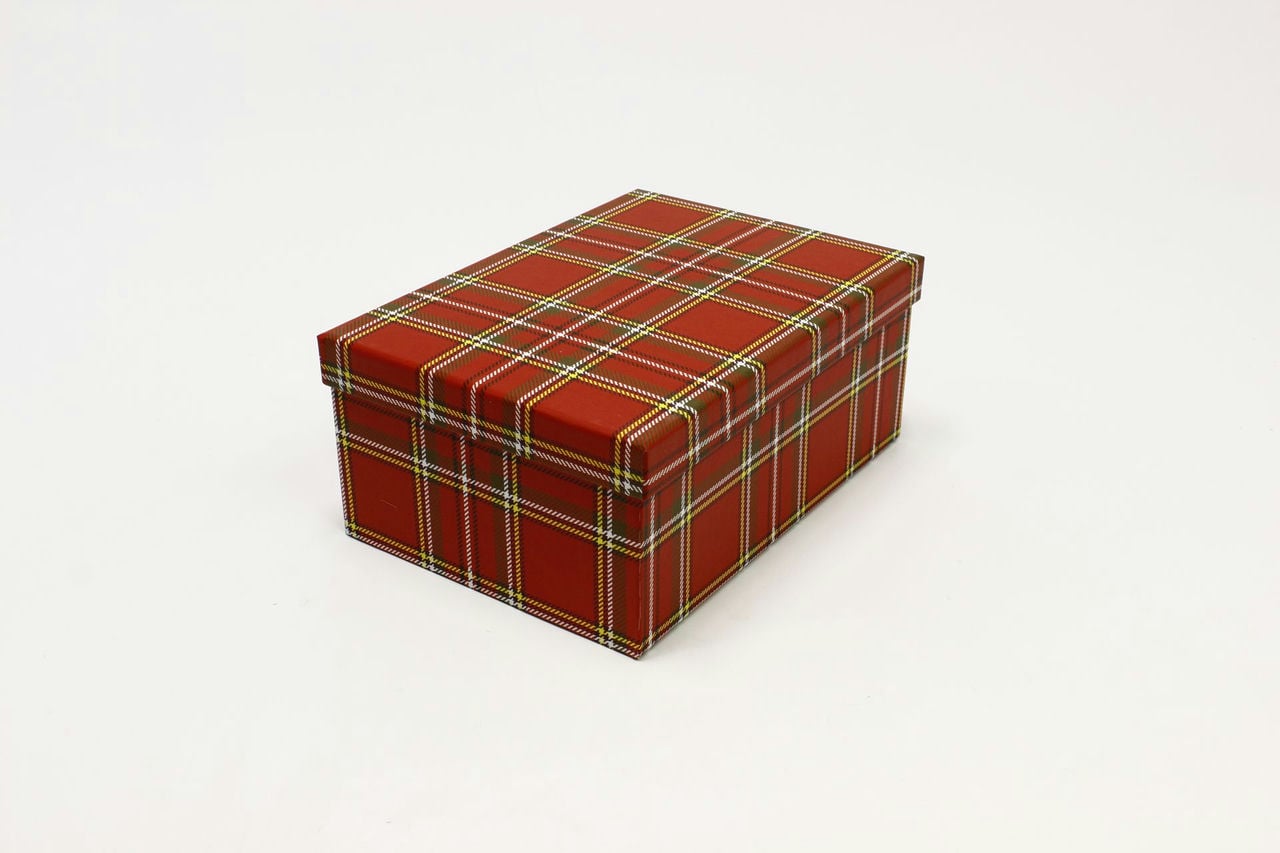 Коробка прямоугольная "Клетка" Красный 24,3*17,6*10,5 см (Арт) 721604/500-6