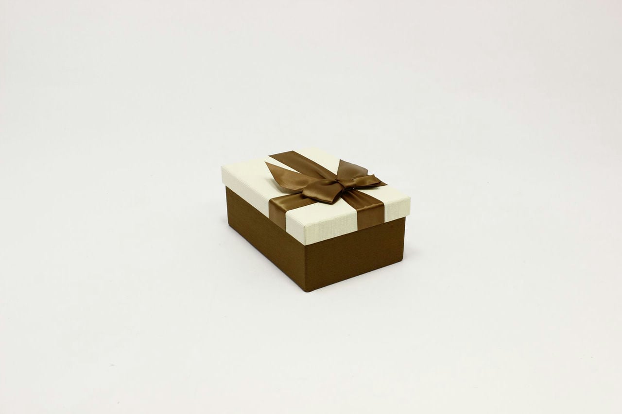 Коробка прямоугольная "Бант" Коричневый/Бежевый 20,7*14,3*8,5 см (Арт) 721604/0021-8