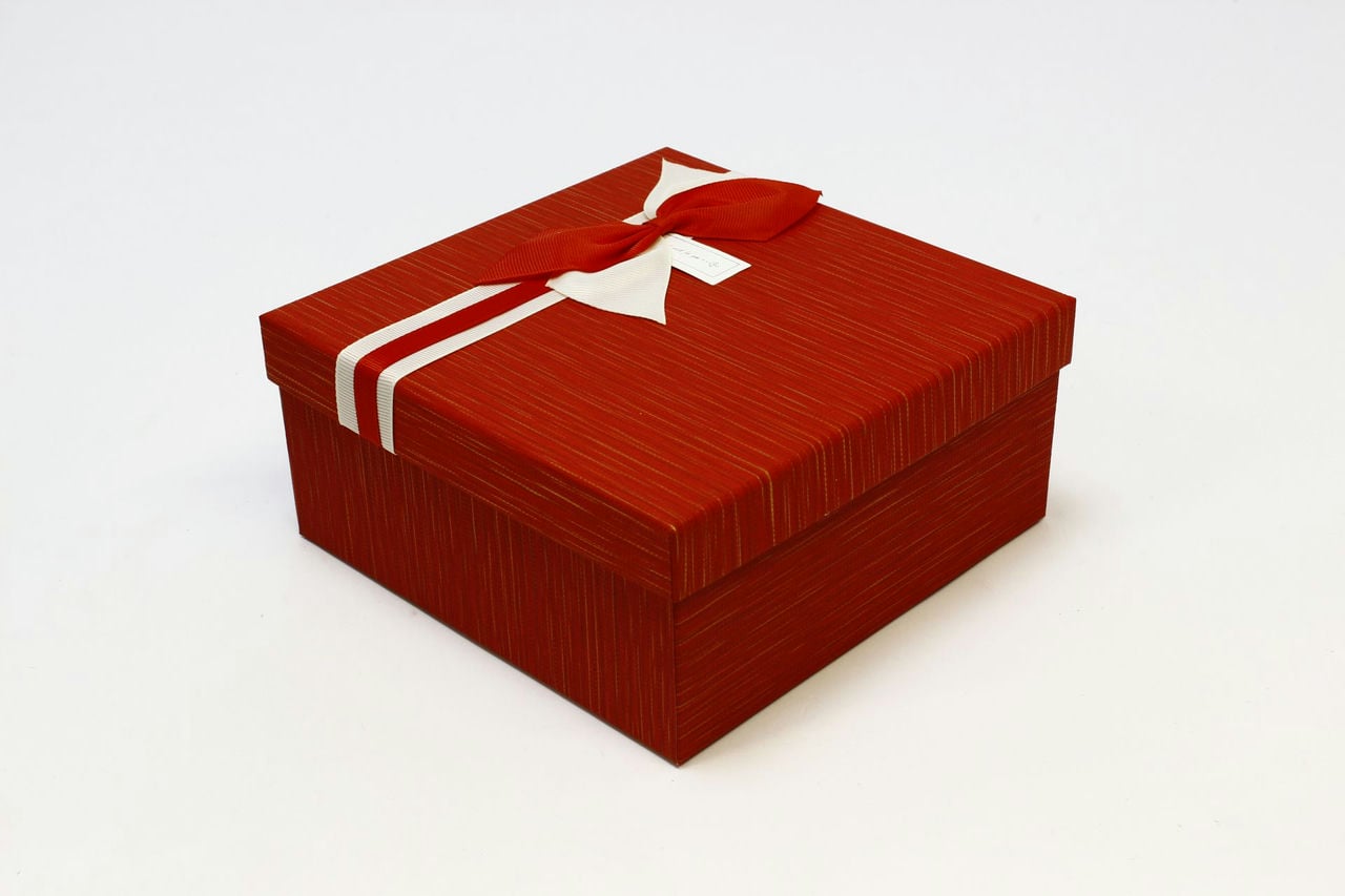 Коробка квадрат с бантом 17*17*8 см, "Best wish for you" Красный (Арт) 720616/30-2