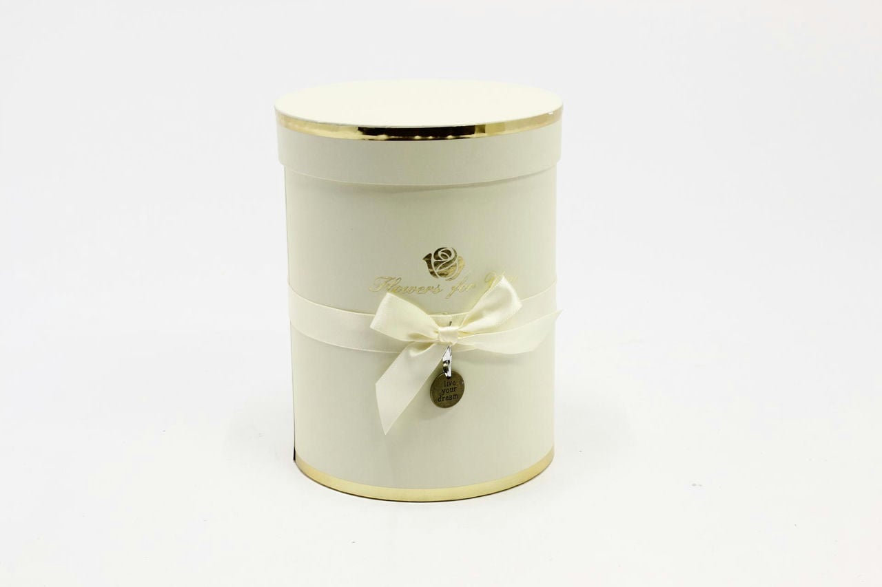 Коробка Цилиндр 15*19,5 см "Flowers for you" Бежевый (Арт) 720950/7-4