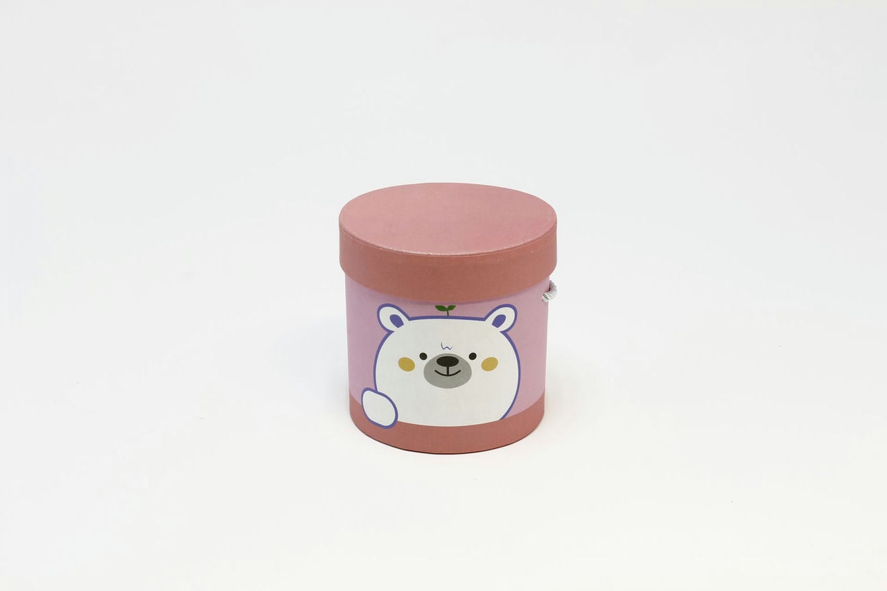 Коробка цилиндр "Мишка" 12*12 см, Розовый  (Арт) 88008562-3
