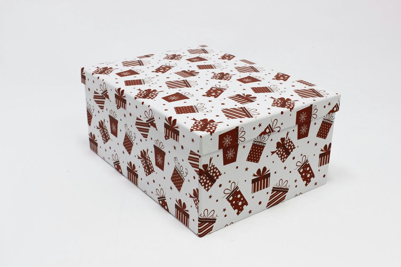 Коробка прямоугольная 32*24,5*14,4 см "Подарки" Белый (Арт) 730604/1689-2