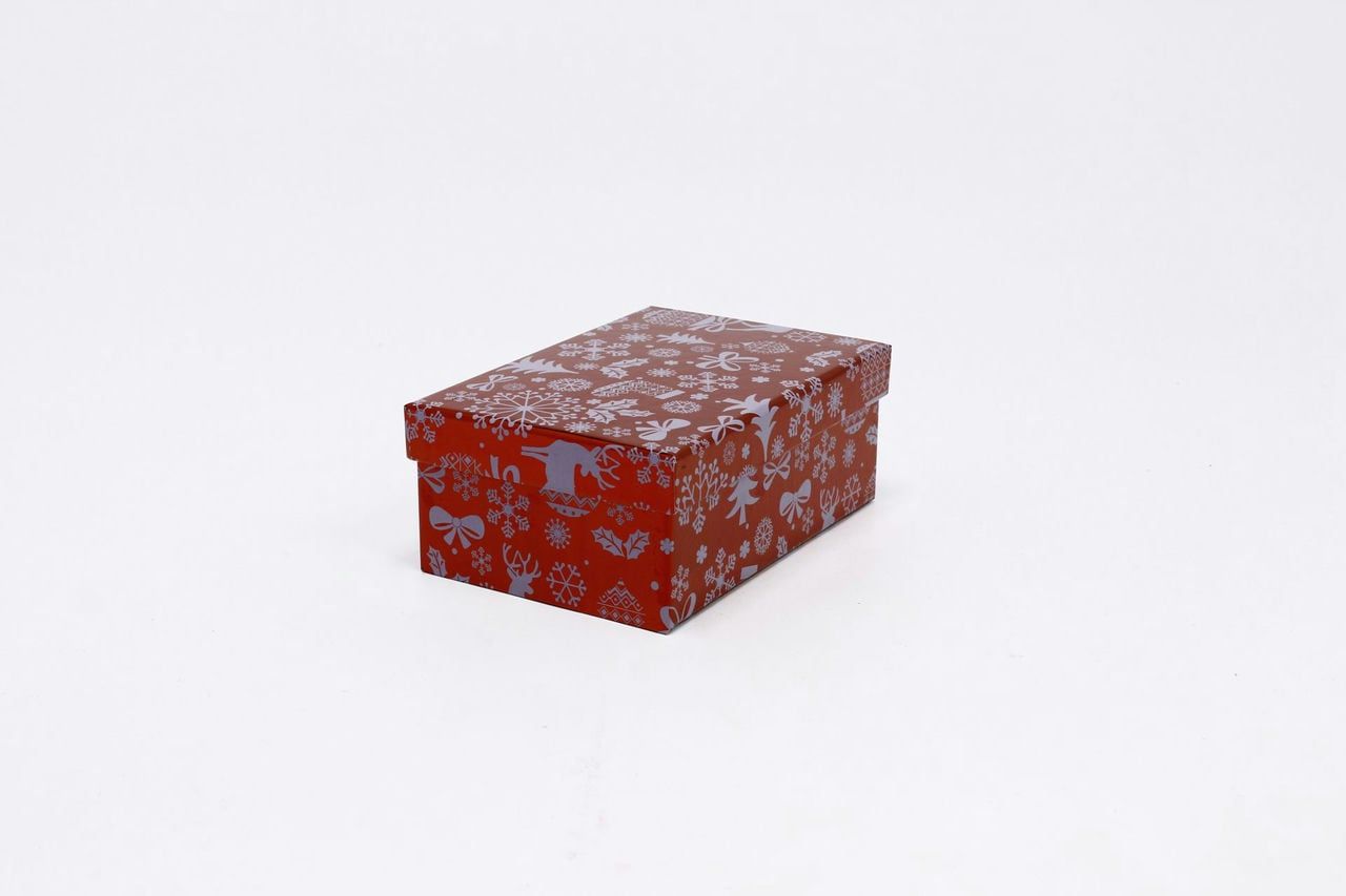 Коробка НГ прямоугольная 19*13*7,5 см "Новогодний" Красный (Арт) 730605/1634-10