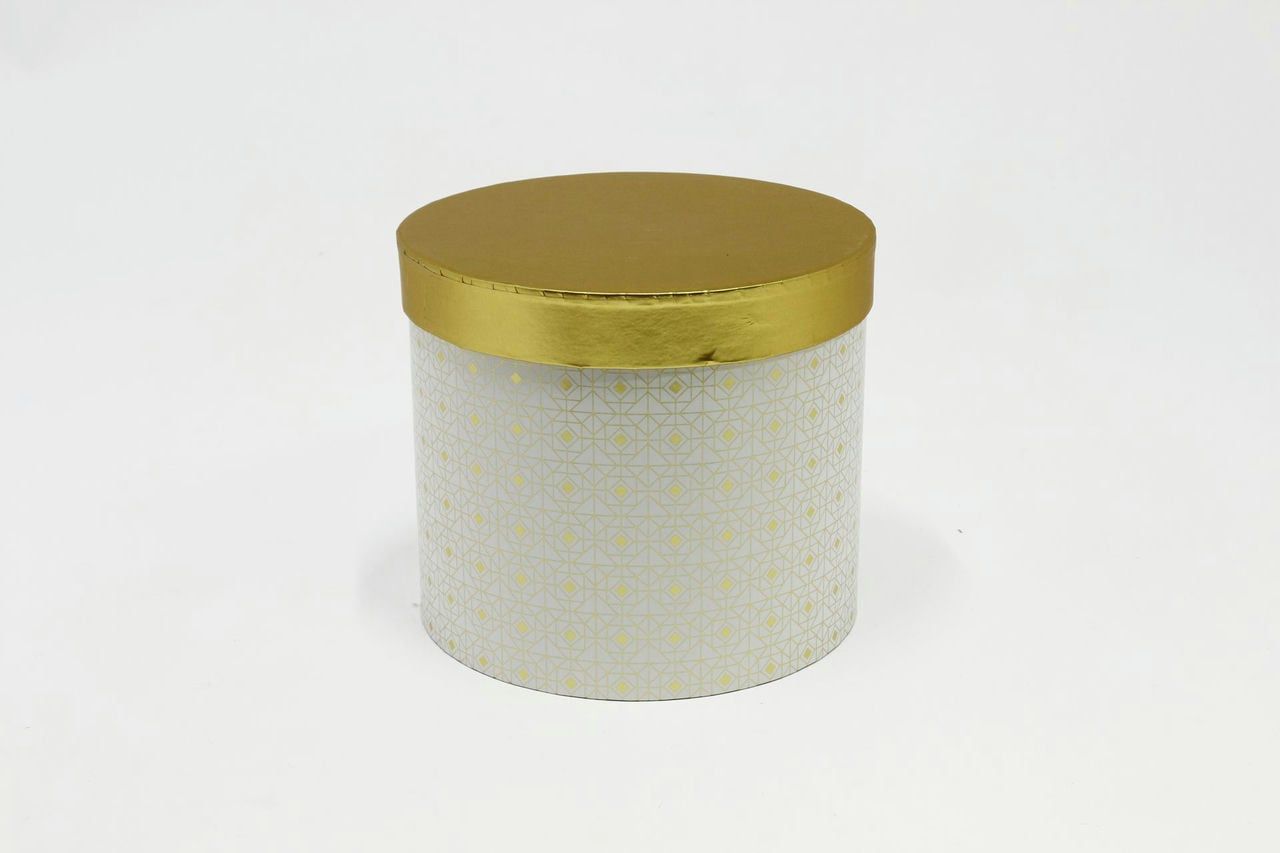 Коробка цилиндр "Геометрия" 20x17.2 см, Золото/Белый (Арт) 88002468-1