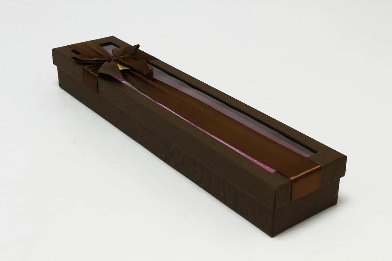 Коробка прямоугольная "атласный бант" 46*10*7,5 см, Шоколадный (Арт) 720687/5-2