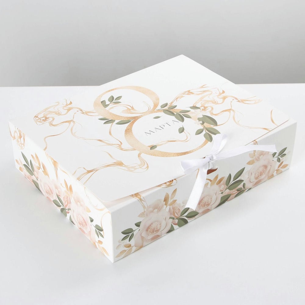 Коробка складная подарочная «8 марта, золото», 31 × 24,5 × 9 см 7120077