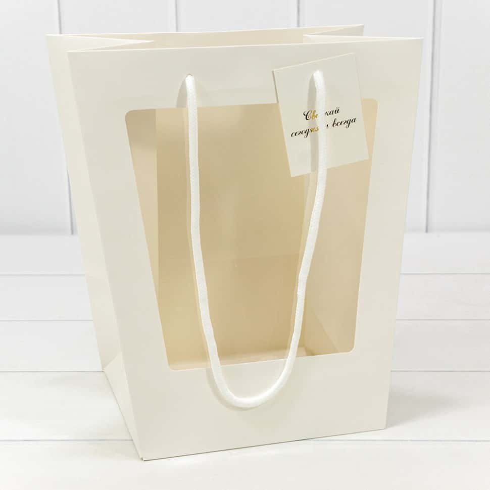 Пакет подарочный с окошком 18*25*28 см, Белый