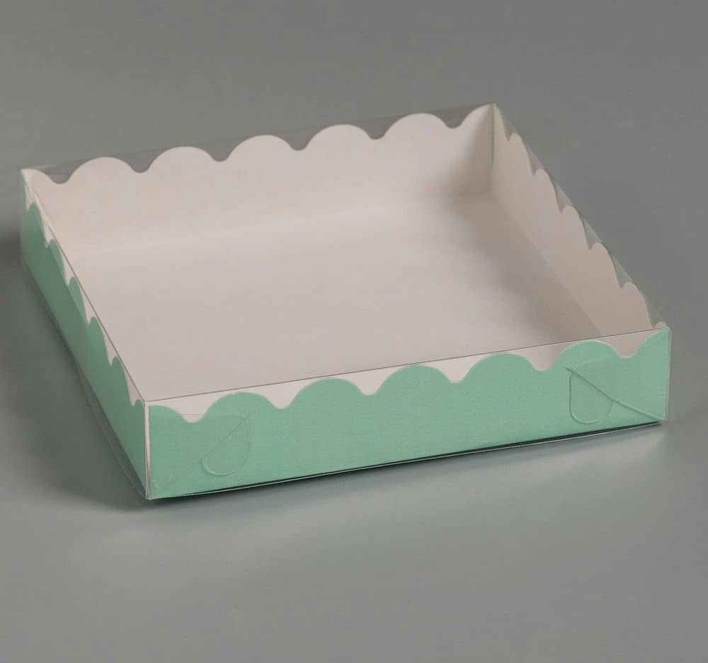 Коробочка для печенья с PVC крышкой, мятная, 15 х 15 х 3 см 4488802