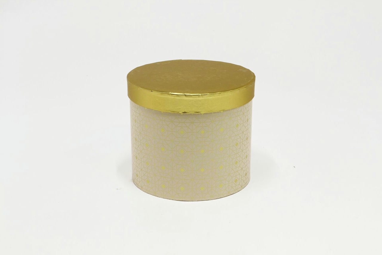 Коробка цилиндр "Геометрия" 17.5x14.6 см, Золото/Бежевый (Арт) 88002469-2