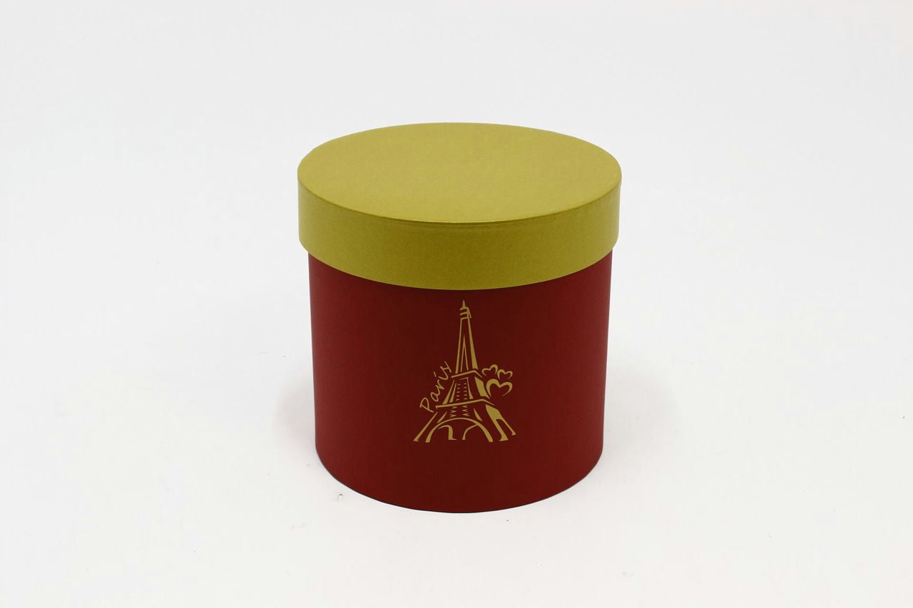 Коробка цилиндр "Париж" Красный 16х16см (Арт) 00081018-3