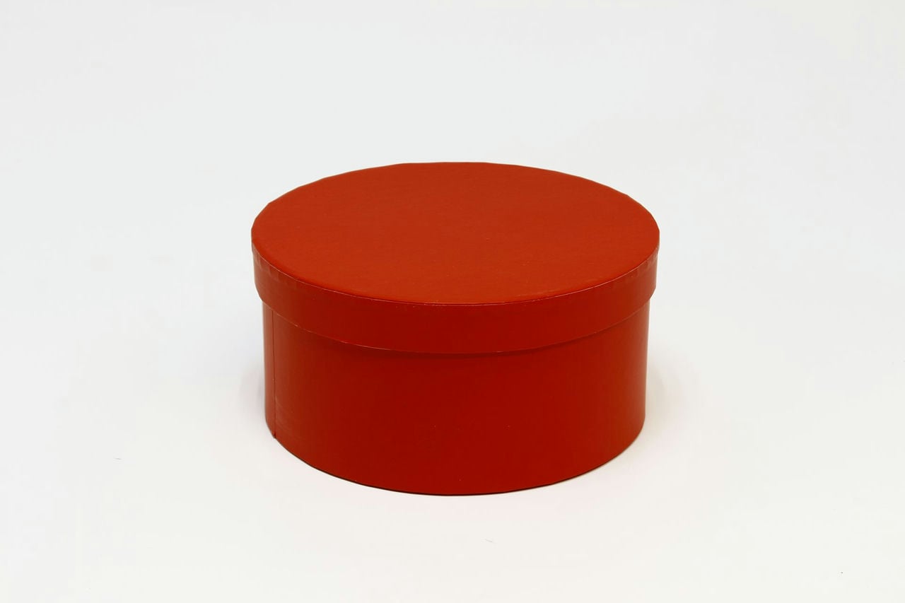Коробка круг однотонная 18x18x8.8 см, Красный  (Арт) 88002635-3
