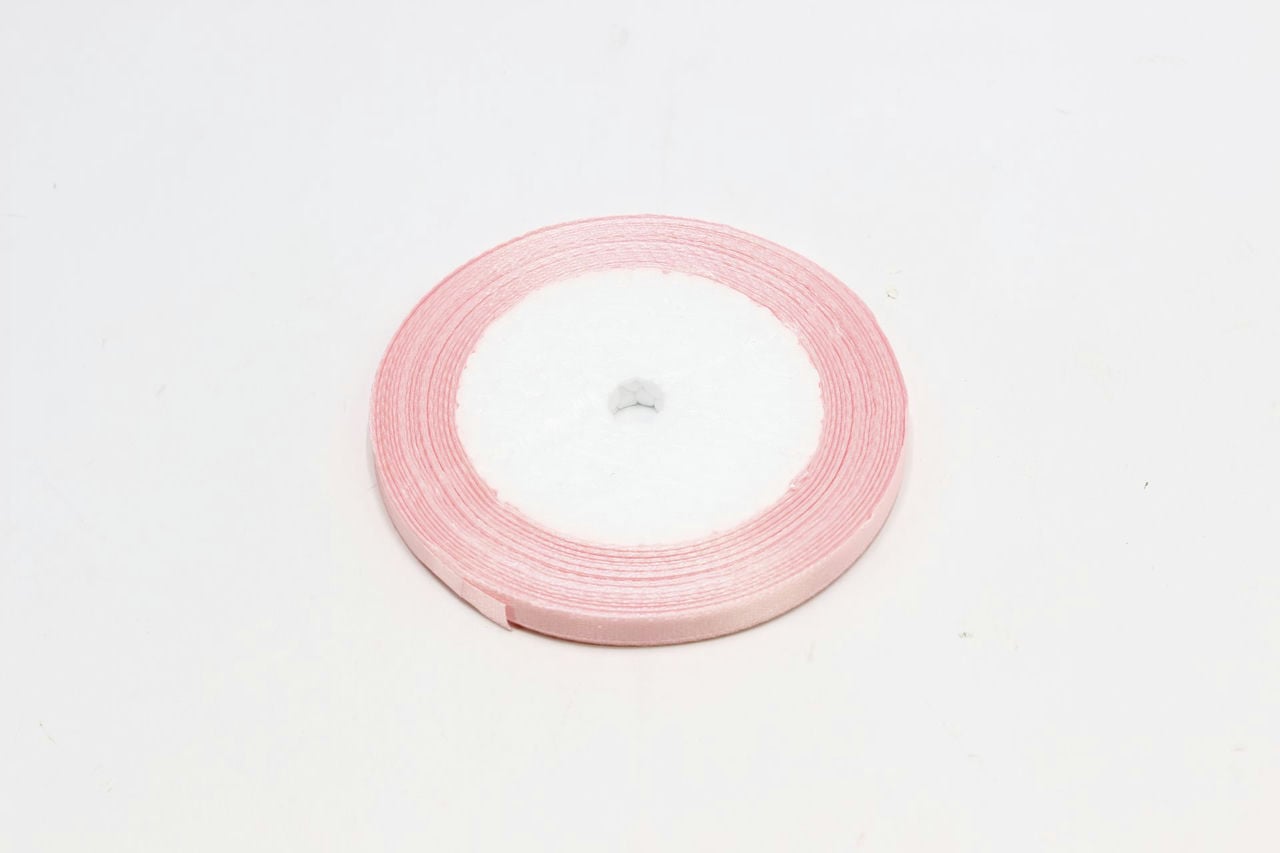Лента Атласная (Сатин) 0,6см*25ярд Бледный пурпурно-розовый