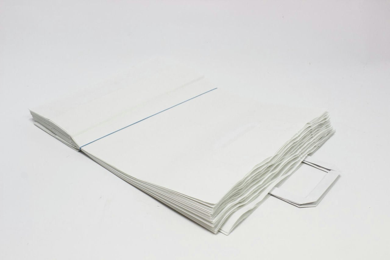 Пакет крафт плоские ручки 35х15х45 см, Белый, 80гр. (10 шт в 1 упак)