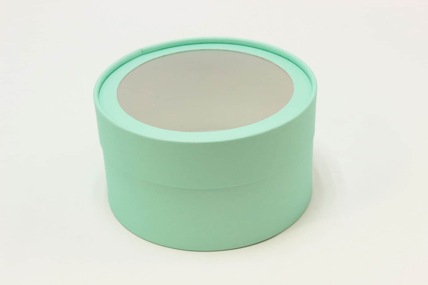 Подарочная коробка круглая с прозрачным окном D16*H9 Мятный №5