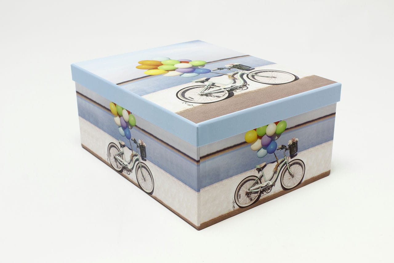 Коробка прямоугольная "Велосипед с шариками" 30*22,8*13,3 см (Арт) 721605/2218-3