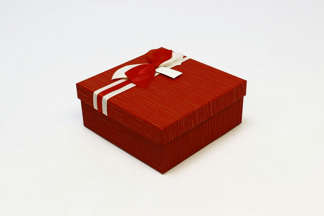 Коробка квадрат с бантом 15*15*7 см, "Best wish for you" Красный (Арт) 720616/30-3
