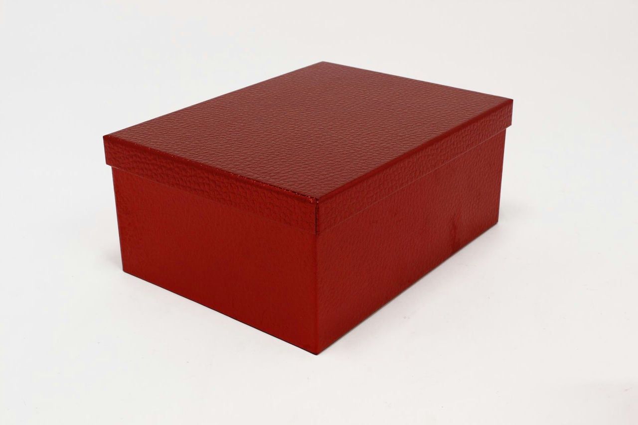 Коробка прямоугольник 30х22,5 h=13 см "Красный металлик" (Арт) 30987-36-4