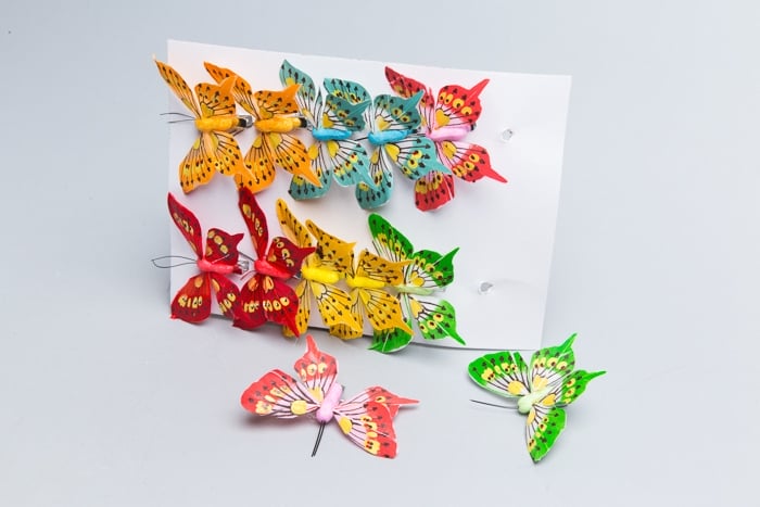 Бабочки  8см на прищепке, МИКС (HBBE613) (Цена за 1шт)