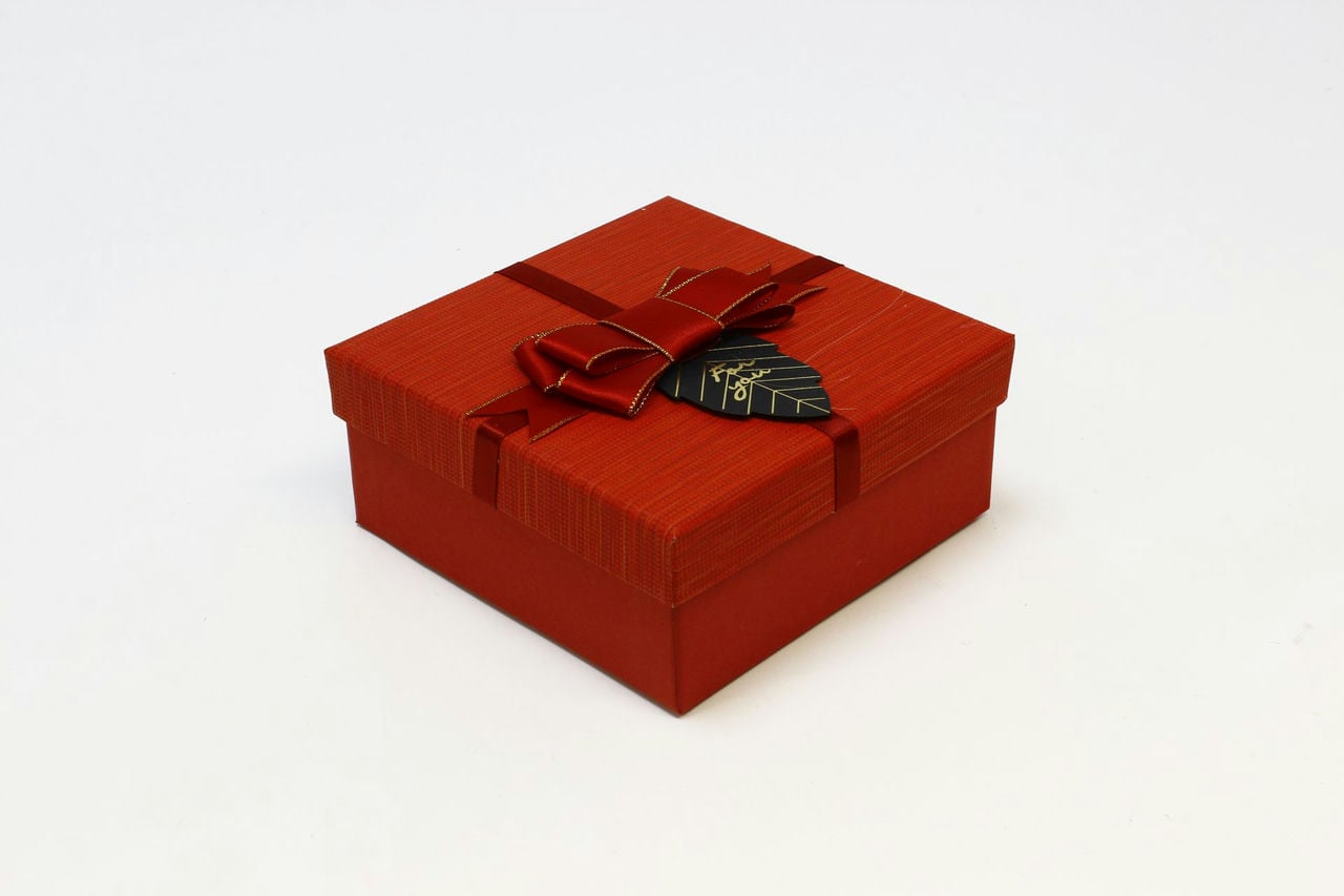 Коробка квадрат 15*15*6,5 см с бантом "For You" Красный (Арт) 7201530/10-3