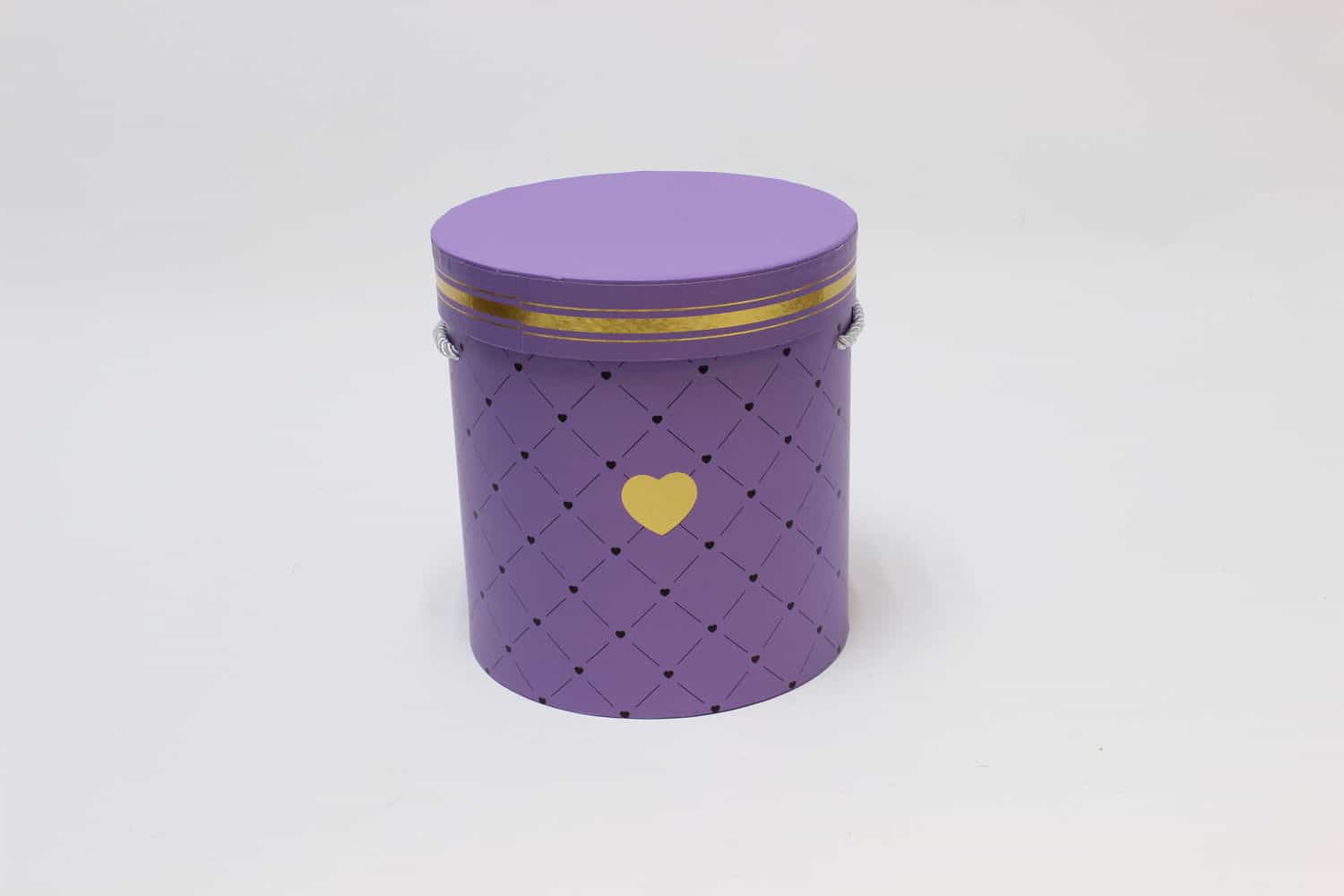 Коробка цилиндр "Сердечки" Св.фиолетовый 18*19 см (Арт) 720605/8-4