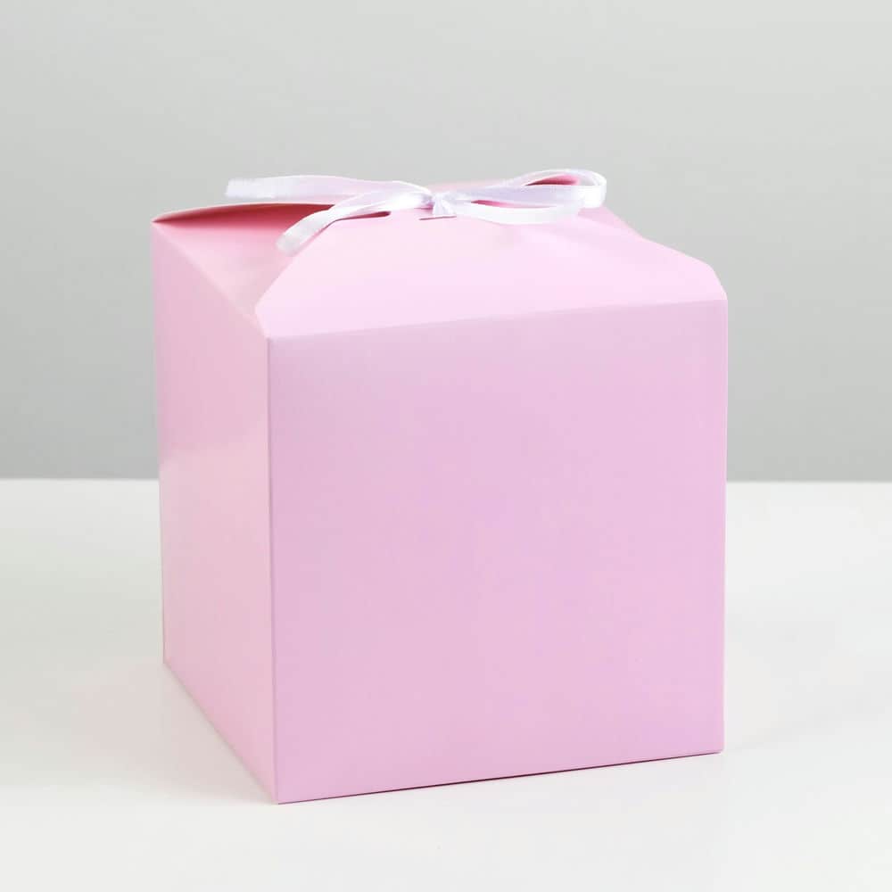Коробка складная розовая, 14 х 14 х 14 см, 7607381