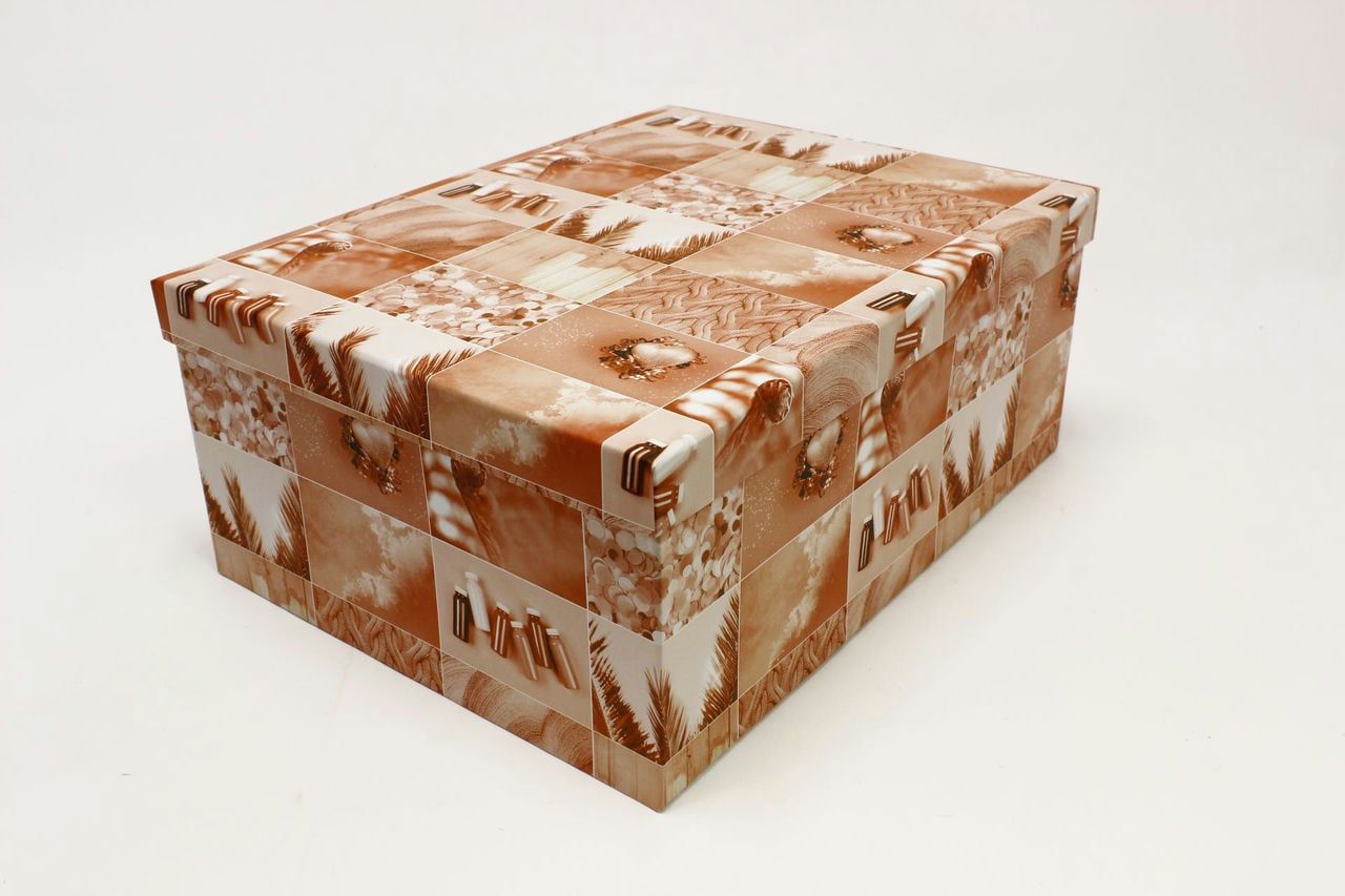 Коробка прямоугольная "Коллаж в персиковом тоне" 38,5*29,8*16 см (Арт) 721902/1799-3
