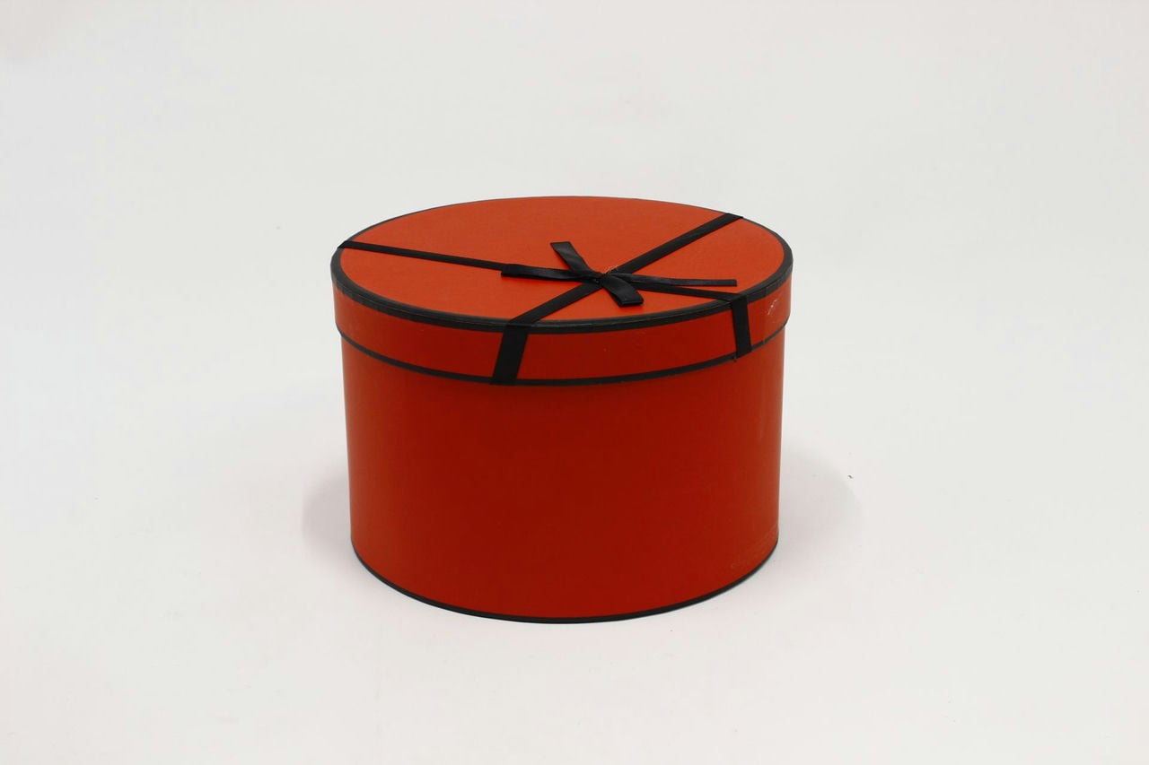 Коробка цилиндр "Черная кайма" 22x14 см, Красный (Арт) 88002474-2