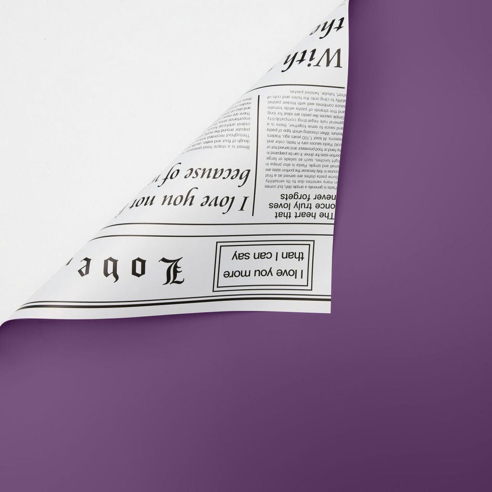 Пленка матовая двусторонняя "Газета" 58см х 10м, (232), фиолетовый/белый