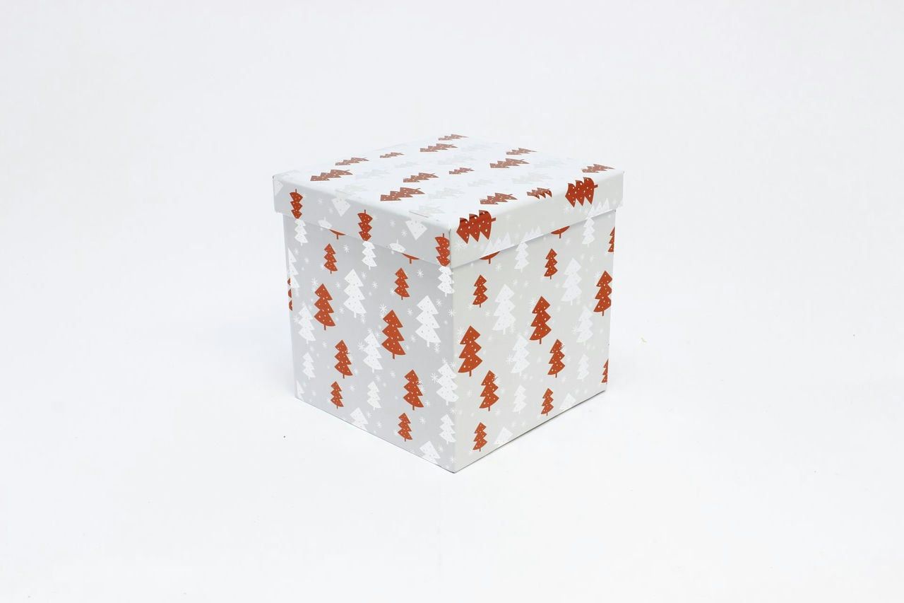 Коробка НГ Куб "Новогодний" Белый 18,5*18,5см (Арт) 730601/1639-5