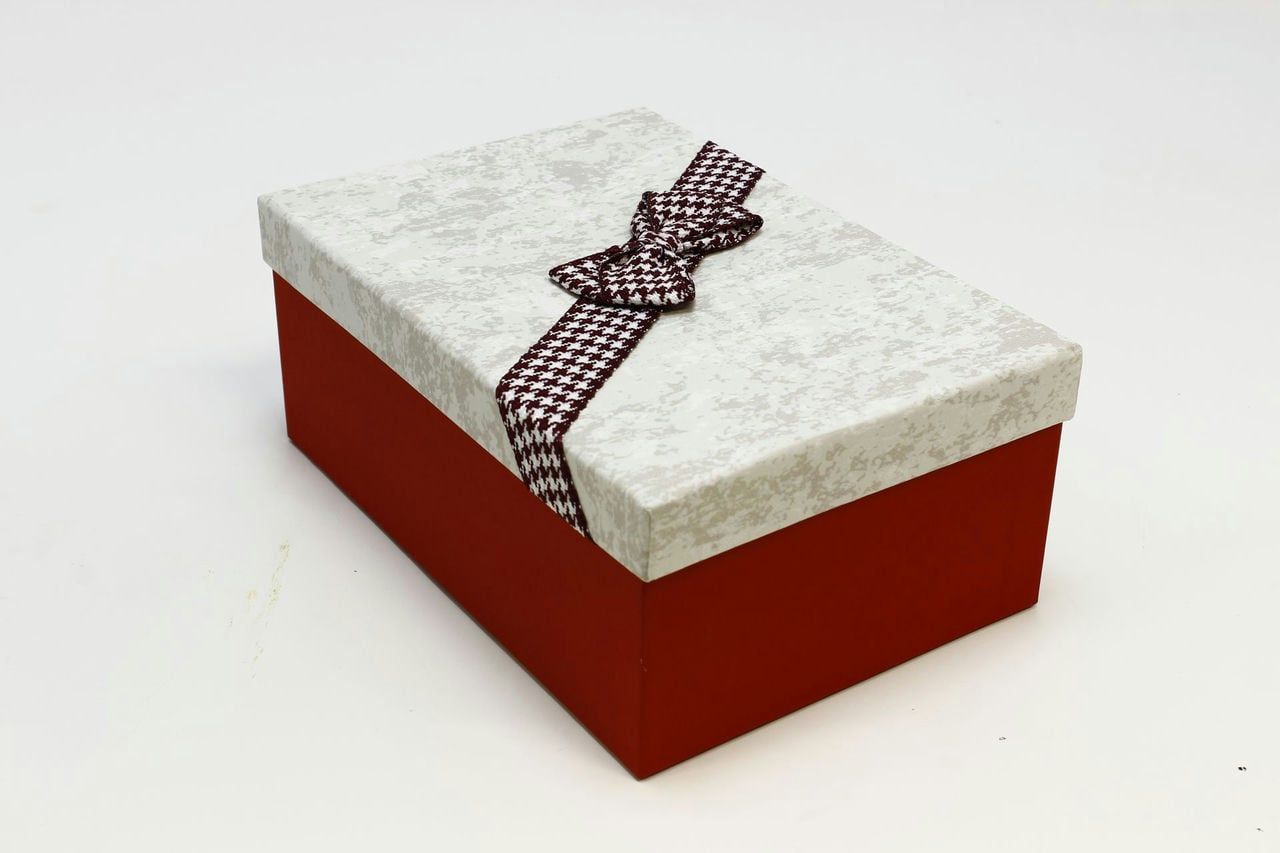 Коробка прямоугольник "Классика" с бантом, Красный 23*16*9,5 см (Арт) 7201580/1-1