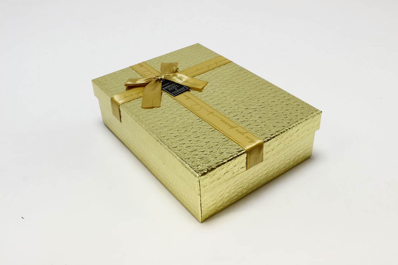 Подарочная коробка - прямоугольник "Кожа" 25x18 h=7 см, Золото (Арт) 33009-4/2