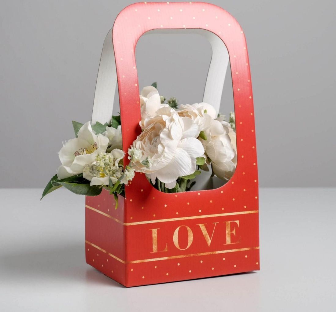 Коробка-переноска для цветов «Любовь», 17 × 12 × 32 см 5415812