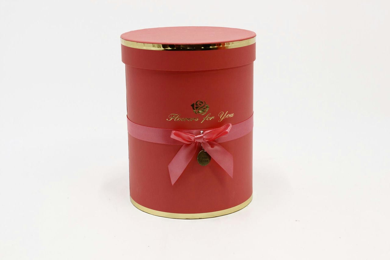 Коробка Цилиндр 17*21,5 см "Flowers for you" Лососевый (Арт) 720950/5-3