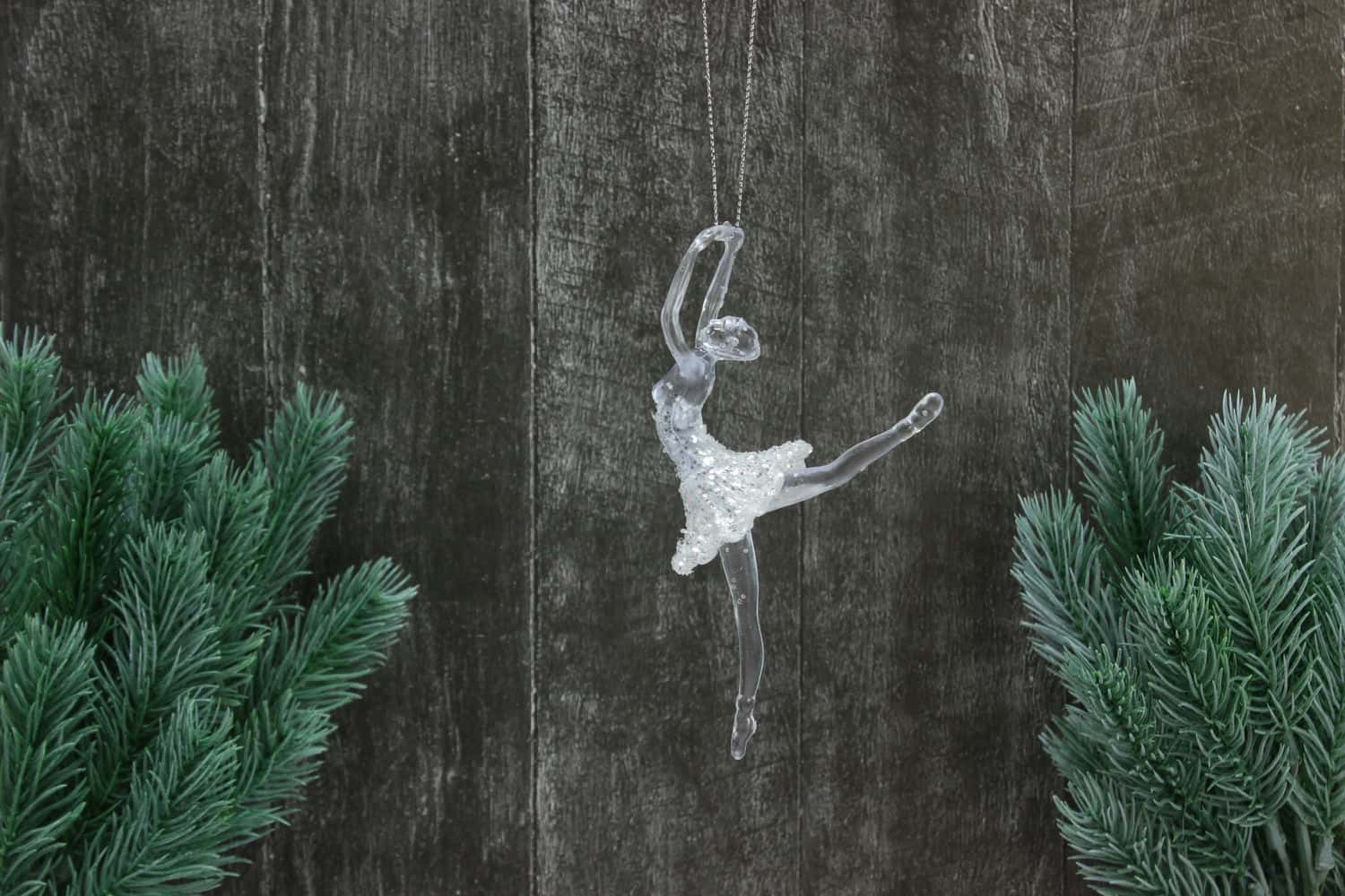 Украшение подвесное Балерина (пластик), 7х14см, Прозрачн./белый