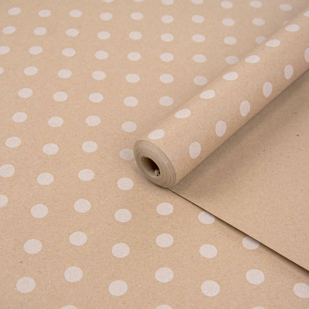 Бумага крафт с рисунком "Горох" Белый 70см (400гр)