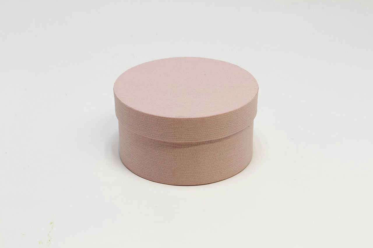 Коробка круг 14*7,5 см Розовый (дизайнерская бумага) (Арт) 7212247/0020-3