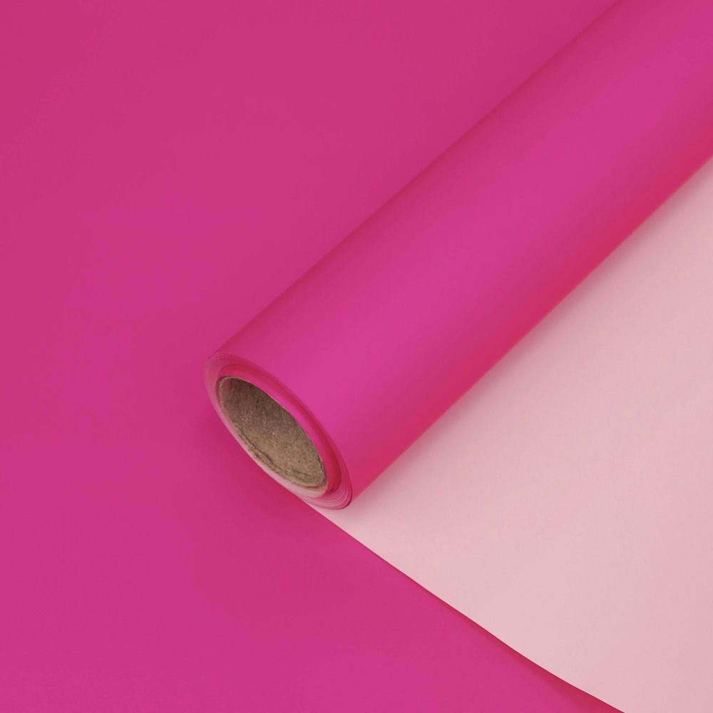 Матовая пудровая пленка 50см*10м Фуксия/нежно-розовый