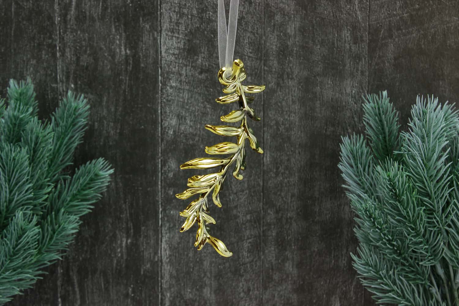 Украшение подвесное Веточка (пластик), 13х5,5см, Золотой