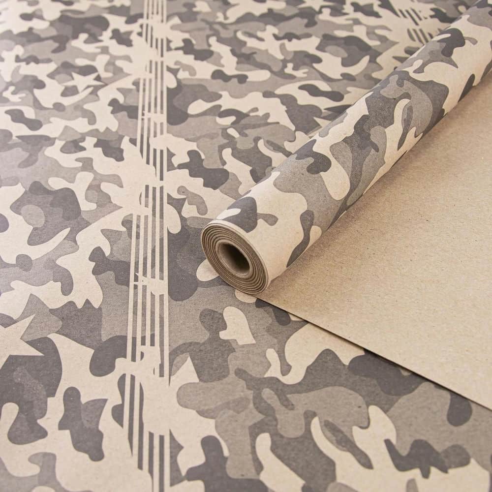 Бумага крафт с рисунком "Камуфляж" Черная 70см (400гр)