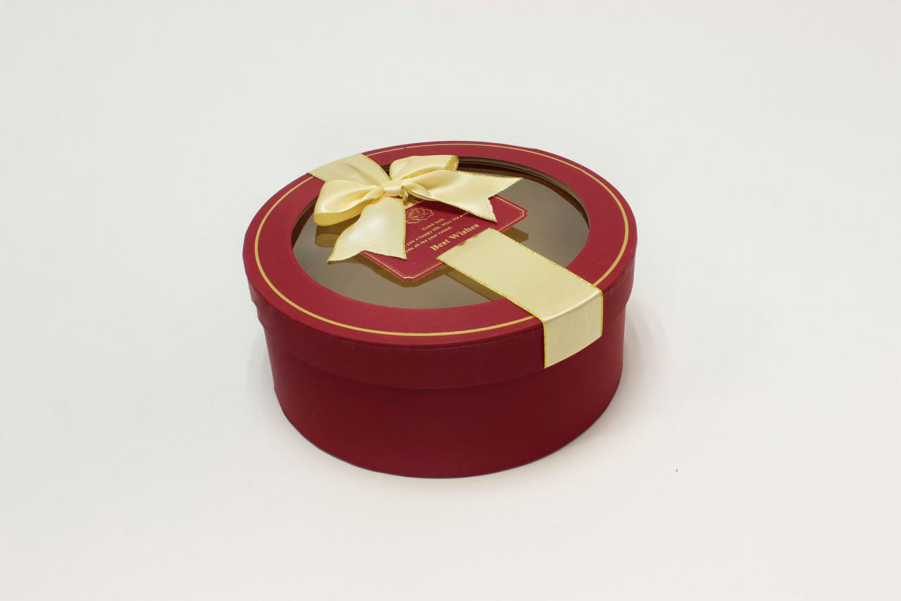 Коробка Круг с окошком и бантом "luxe" 21*8,5 см, Красный (Арт) 72093301/2-3 Коробка Круг с окошком и бантом "luxe" 21*8,5 см, Красный (Арт) 72093301/2-3