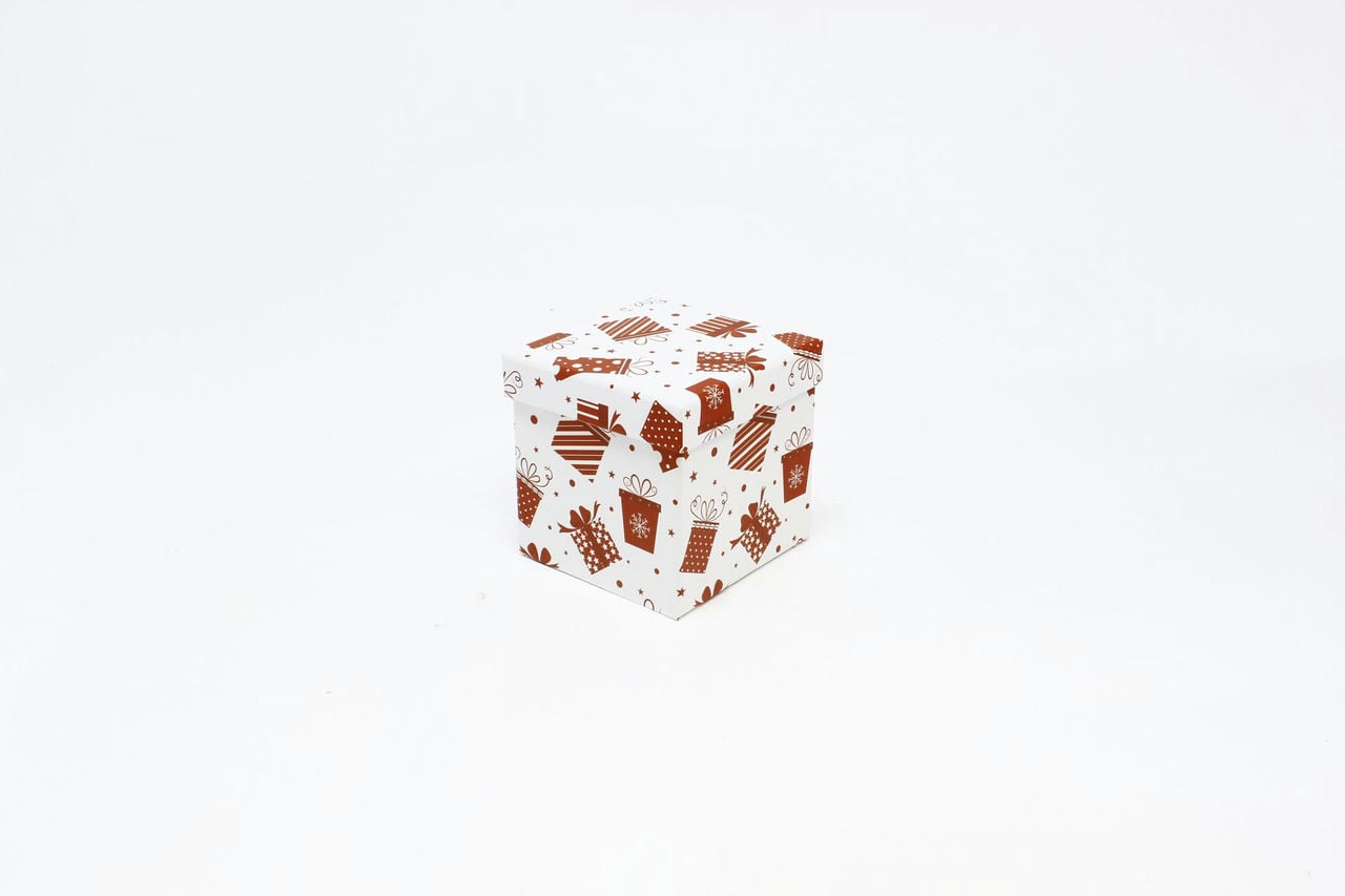 Коробка НГ Куб "Подарки" Белый 12,5*12,5см (Арт) 730601/1689-8