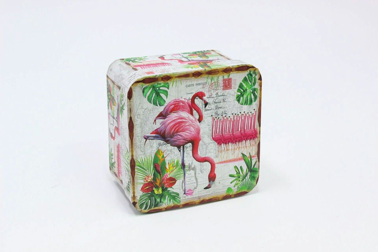 Коробка квадрат 15*15*8,5 см "Фламинго" (Арт) 90005489-2