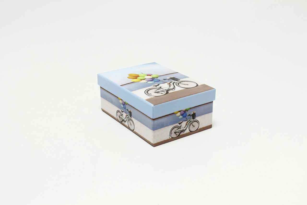 Коробка прямоугольная "Велосипед с шариками" 18,8*12,7*7,5 см (Арт) 721605/2218-9