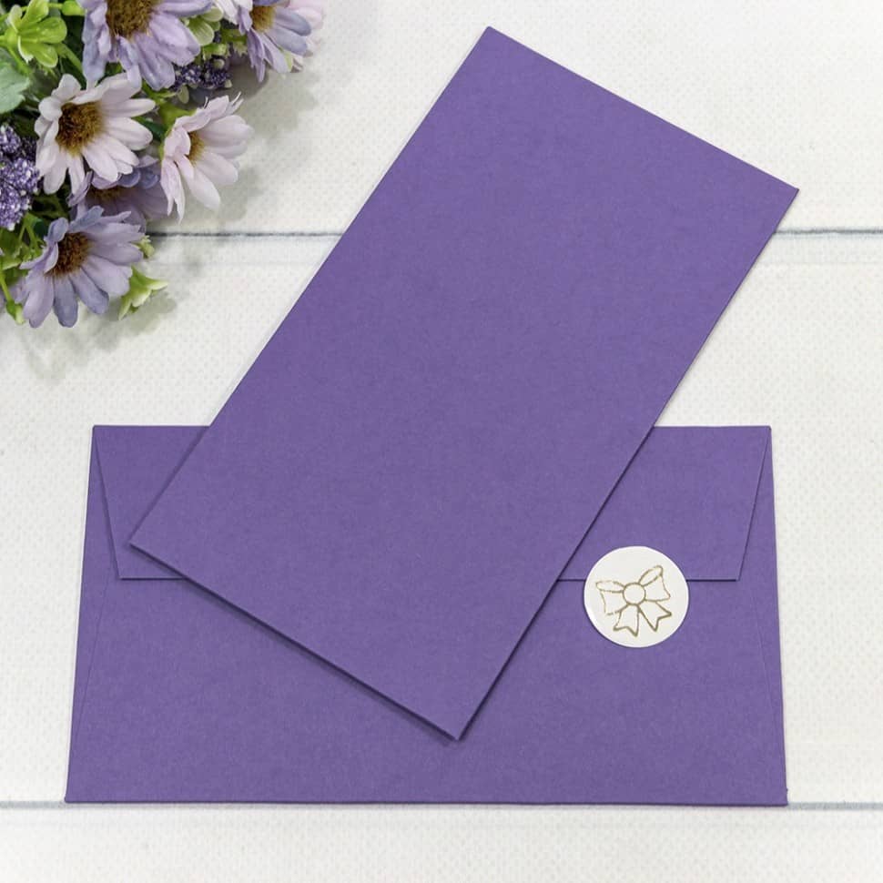 Конверт подарочный 16,9*9,4см Сиреневый №1015